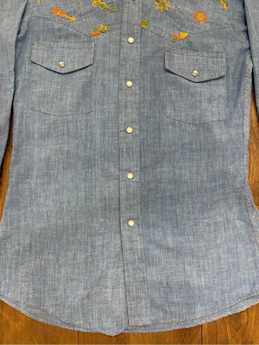 BRUTUS Light Blue Vintage Embroidered Western Shirt Sz S